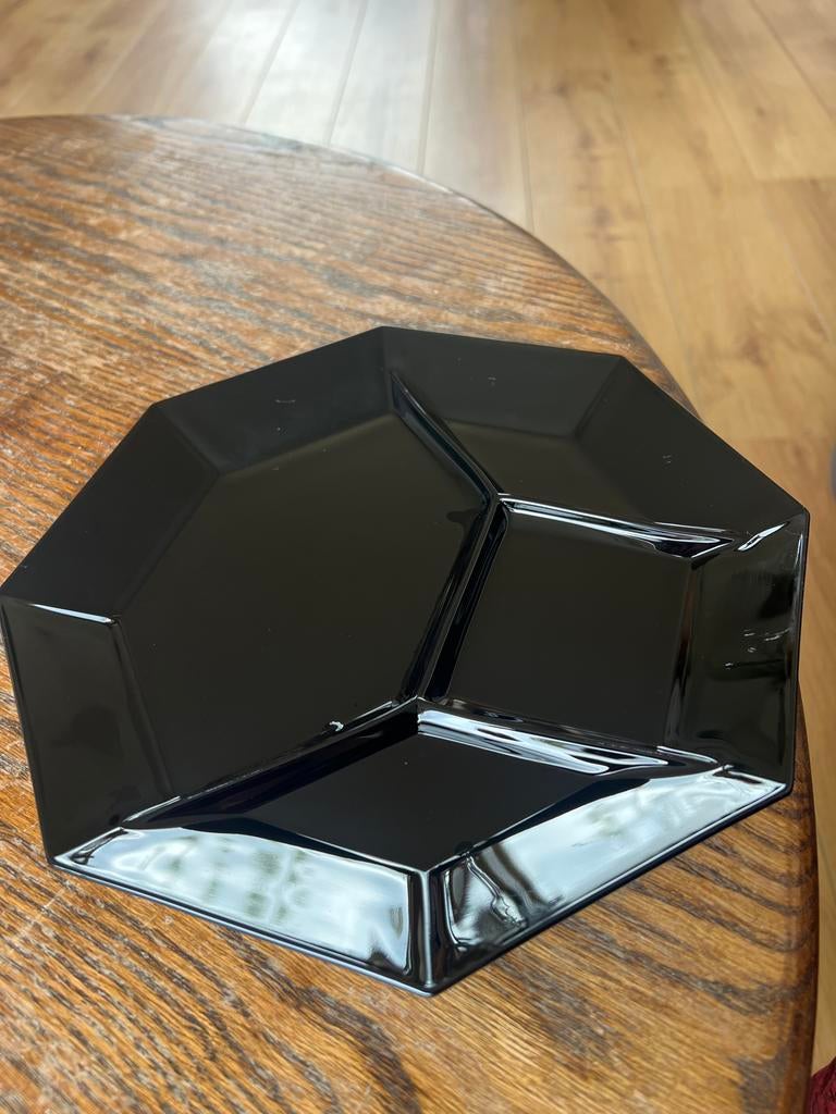 Vintage Arcoroc France Zwart Octagonaal Bord, Ophalen of Verzenden