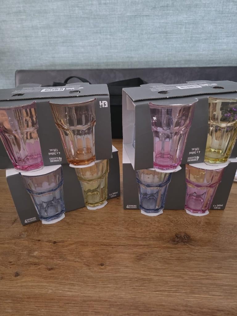 waterglazen gekleurd, Ophalen, Nieuw, Waterglas