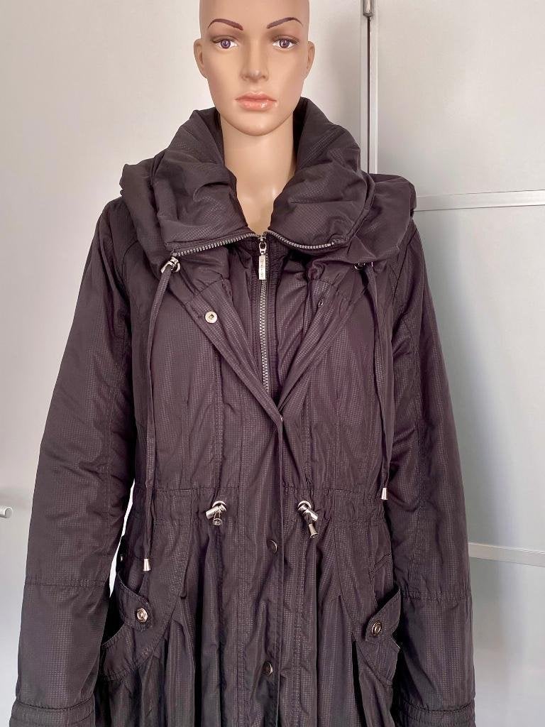 H794 maat L=42/44 lange dik gewatteerde jas winterjas parka, Distrikt, Zwart, Maat 42/44 (L), Ophalen of Verzenden