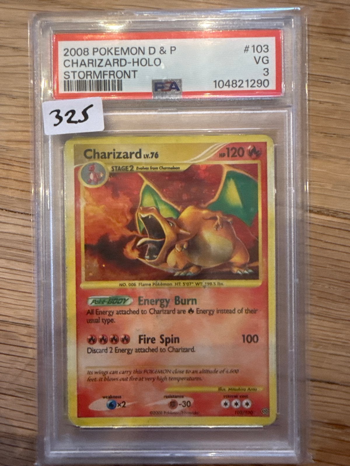 2008 Pokemon D&P Stormfront Charizard Holo PSA 3, Ophalen of Verzenden, Gebruikt, Losse kaart, Foil