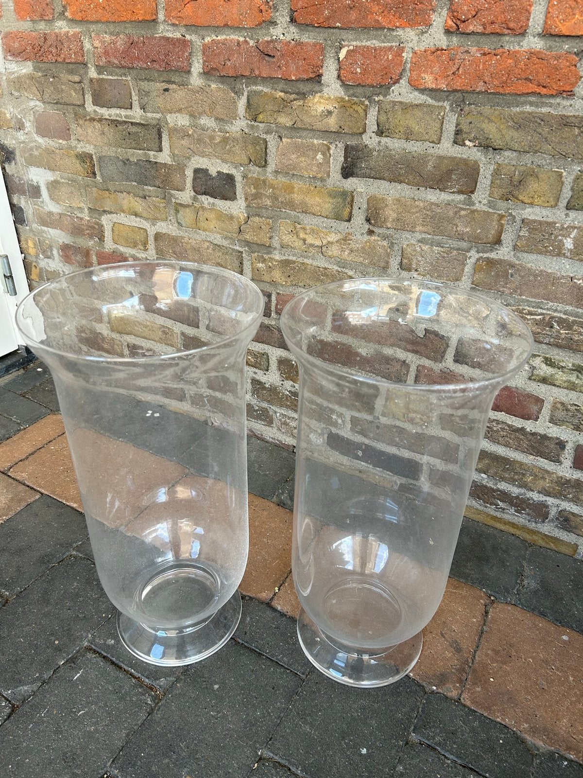 Set van 2 glazen vazen/windlichten, Ophalen of Verzenden