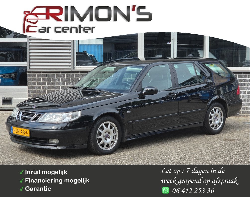 Saab 9-5 Estate 2.3t Linear Trekhaak Stoelverwarming, Auto's, Saab, Voorwielaandrijving, Stof, 2290 cc, Zwart