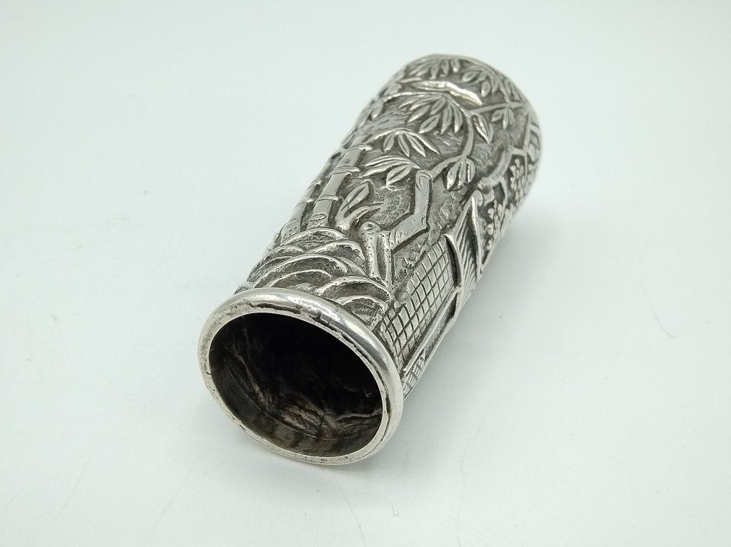 Zilveren mesheft, oosters decor., Verzenden, Zilver