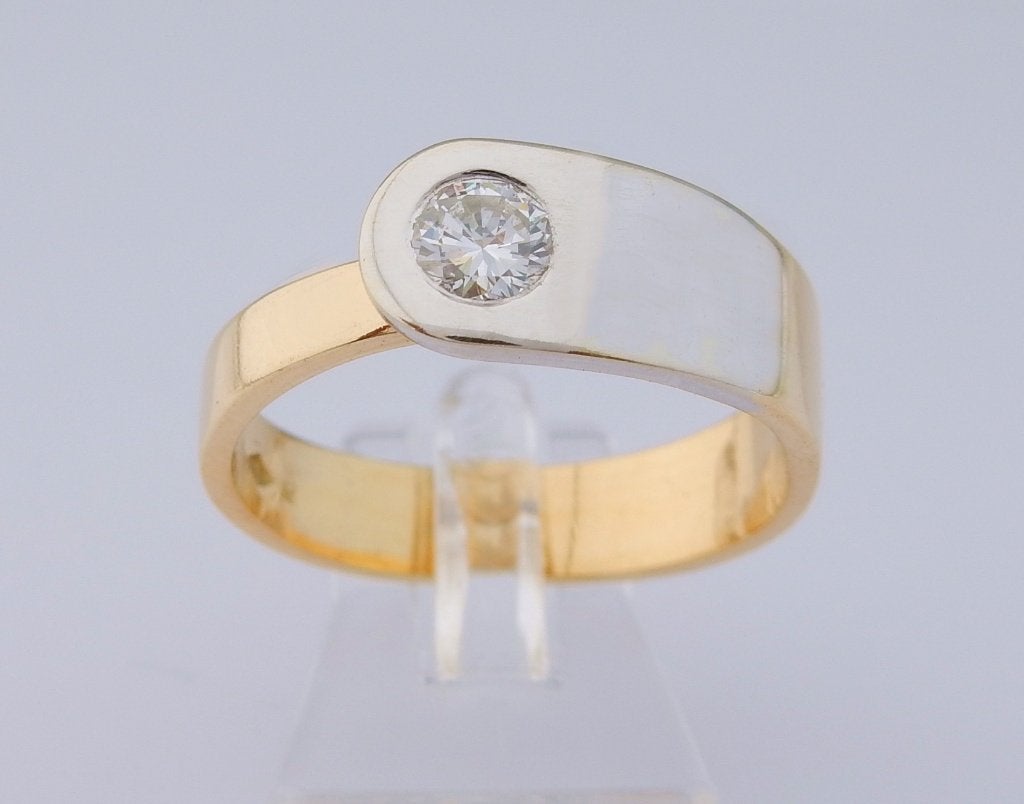 Zware 18 karaat Gouden Herenring Ring 0.50ct Briljant, Jw, 20 of groter, Verzenden, Heer