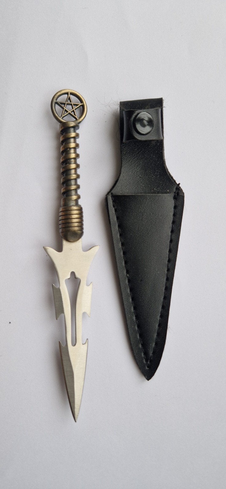 Heksen Dolk / Athame 16 cm met Zwart Lederen Schede, Ophalen of Verzenden
