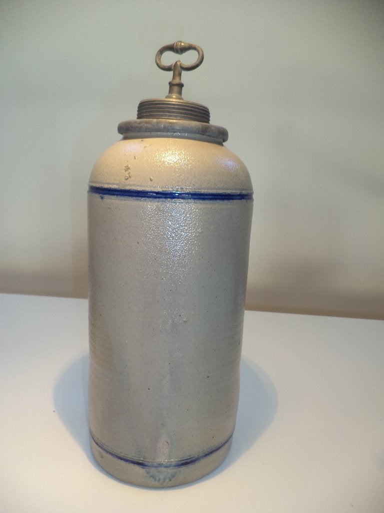 prachtige antiek XIXe reiskruik jachtfles grès d'Alsace fles, Antiek en Kunst, Ophalen of Verzenden