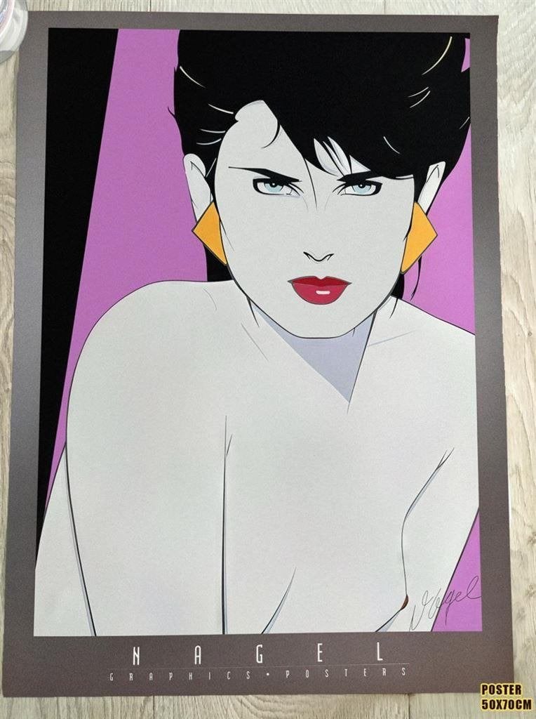 Grote PATRICK NAGEL pin up kunst Poster affiche .