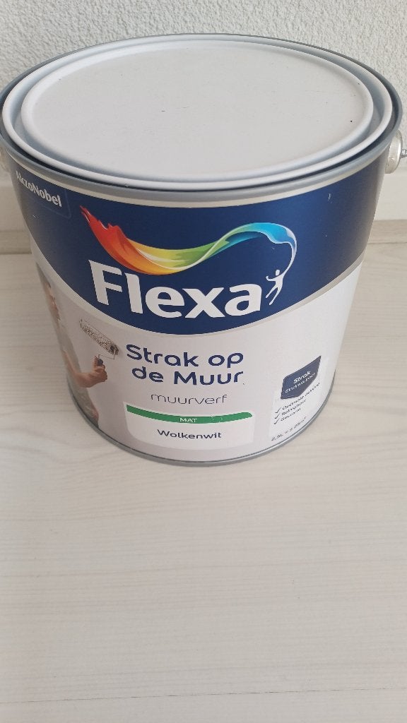 Flexa strak op de muur wolkenwit 2,5 l., Ophalen, Wit, Nieuw, Verf