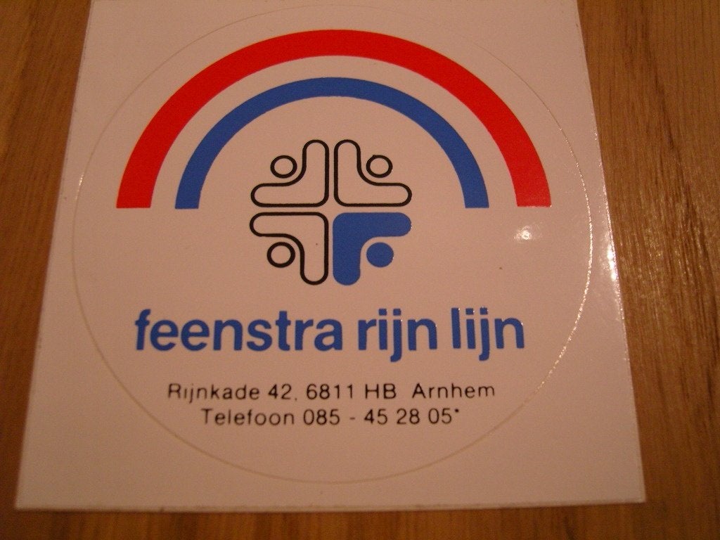 sticker arnhem logo feenstra rijn lijn rijnkade 42, Verzamelen, Ophalen, Zo goed als nieuw