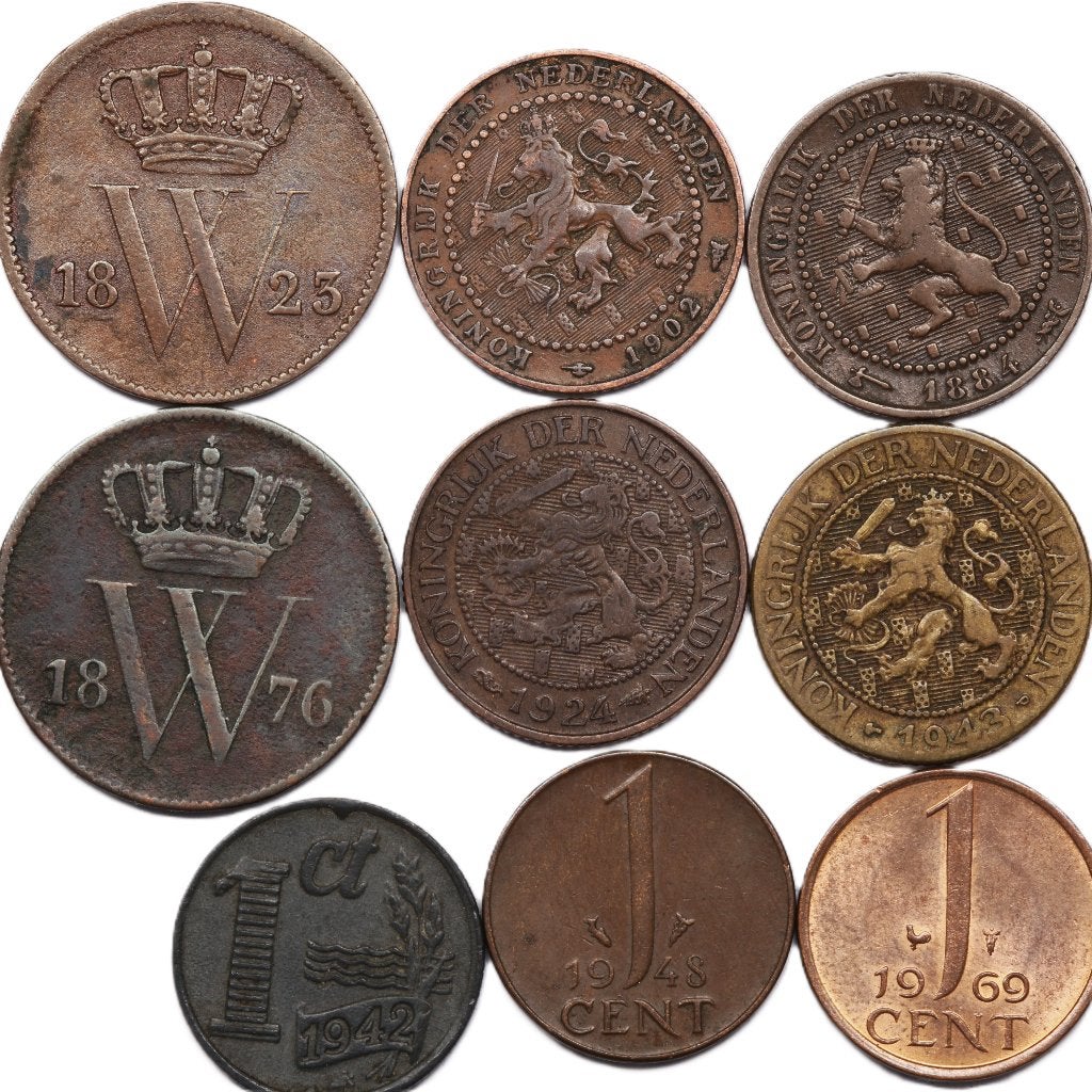 Lotje met 9 centen van Willem I tm Juliana, Postzegels en Munten, Munten | Nederland, Ophalen of Verzenden, Koning Willem I, 1 cent