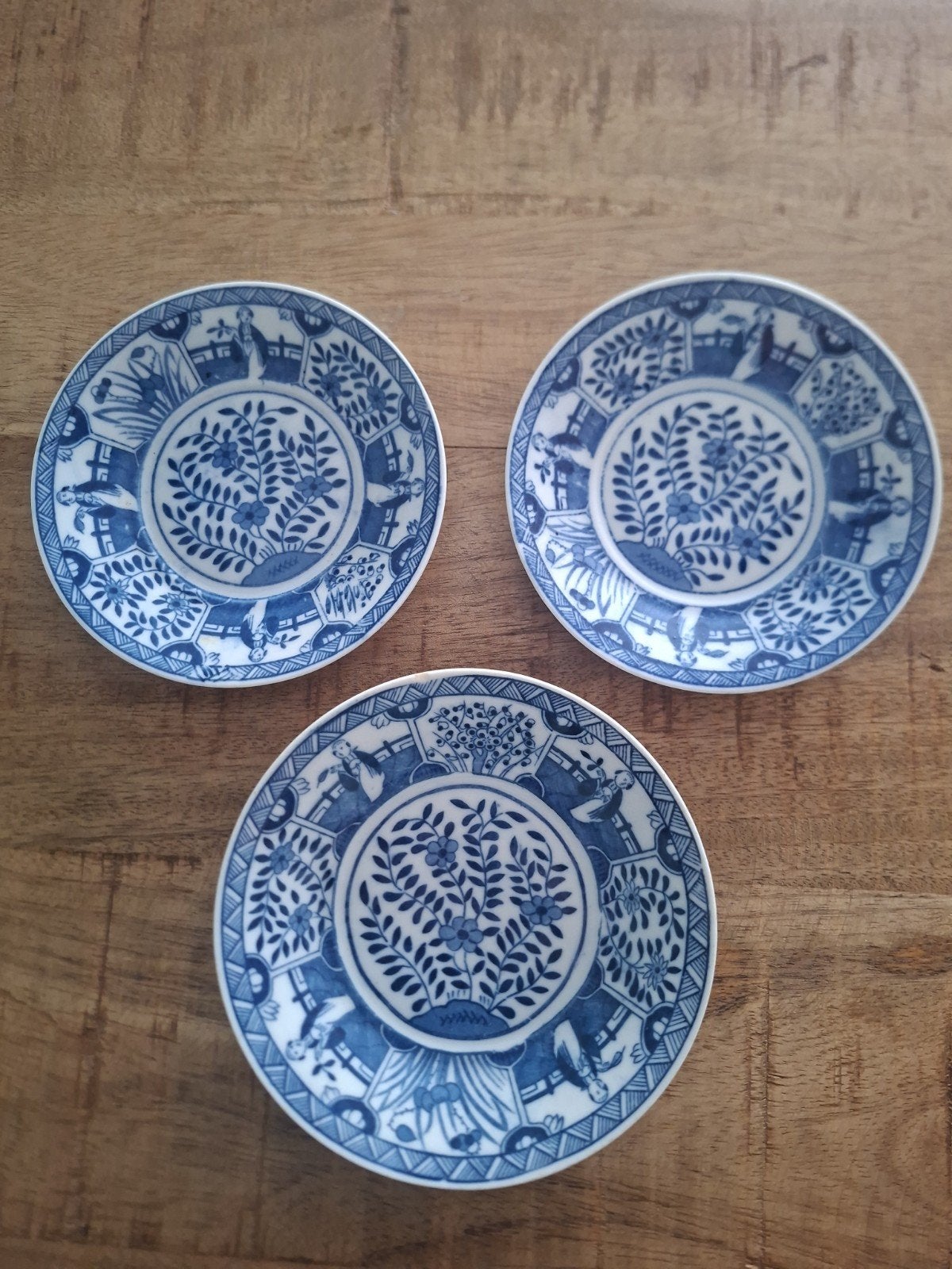 3 antieke Mosa Maastricht Lange Lijs bordjes – decor 206, Ophalen of Verzenden