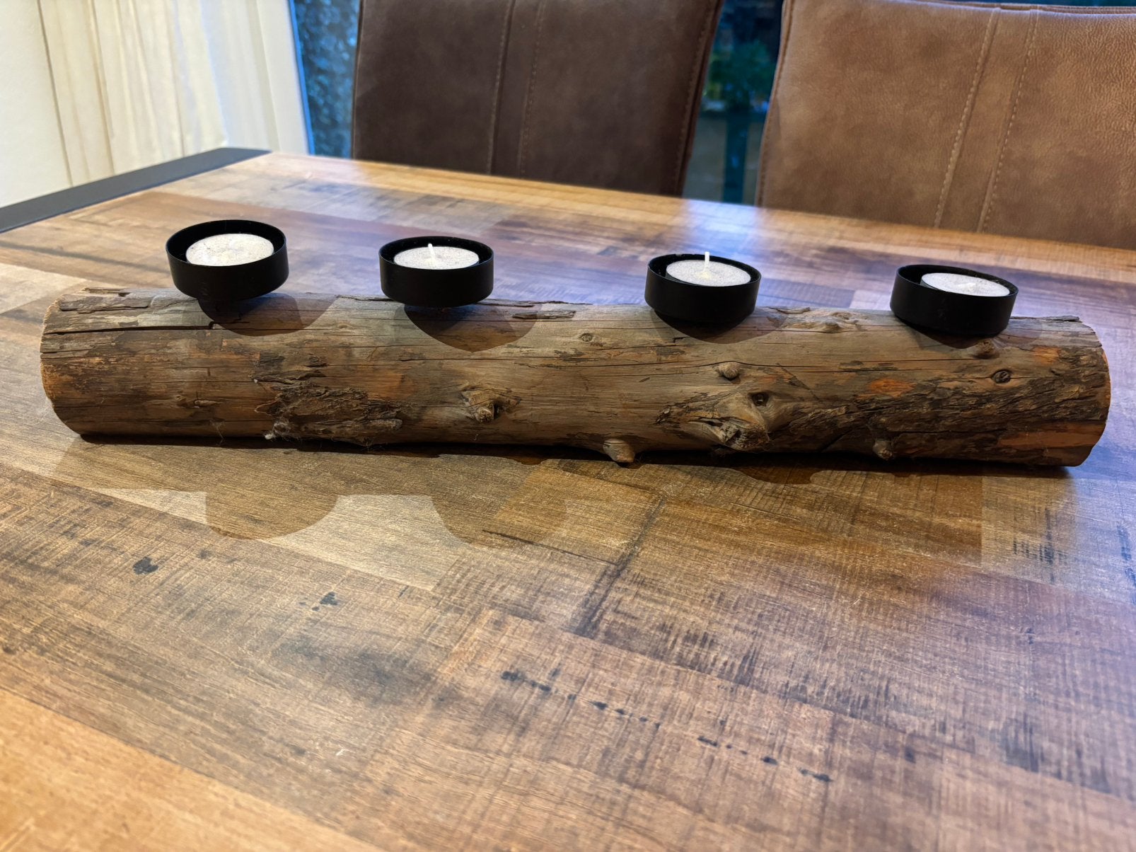 Kaarsenstandaard hout boomstam, Ophalen, Zwart, Hout