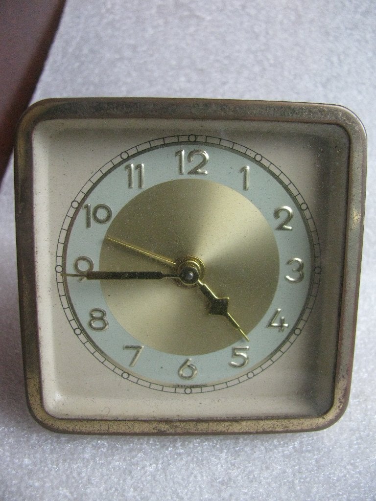 Oud Uurwerk / Wekker met Licht Blauwe Wijzerplaat - 7.5 cm, Verzenden