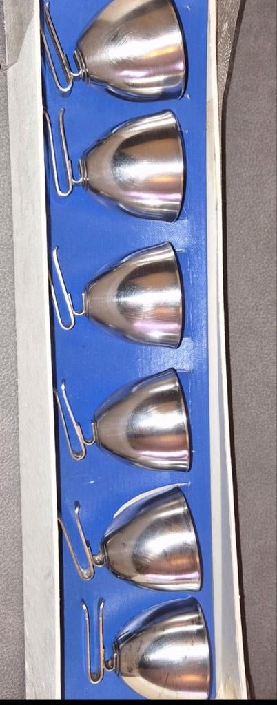 6 Vintage verzilverd Antiek Eierdopjes - Perfect voor Pasen!, Ophalen of Verzenden