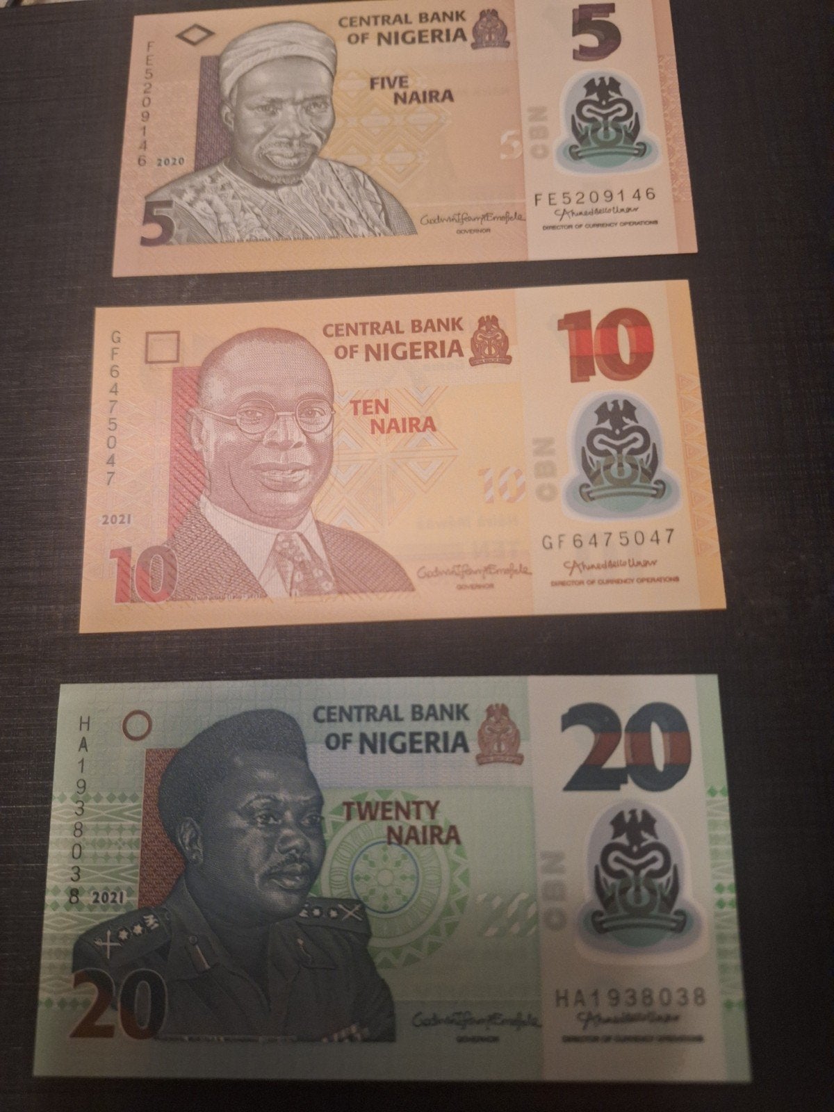 Nigeria 5, 10 en 20 Naira 2020/2021 UNC Set, Postzegels en Munten, Bankbiljetten | Afrika, Ophalen of Verzenden
