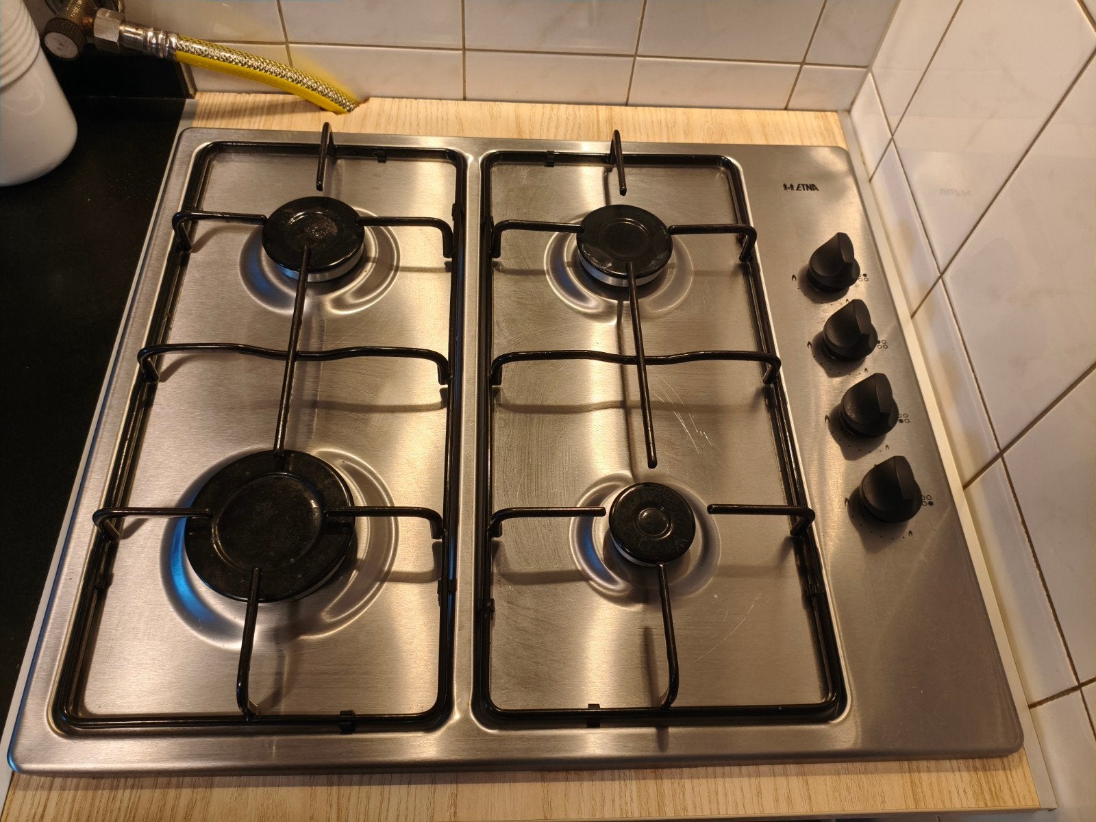 Etna inbouw 4 pits rvs gaskookplaat met Piëzo ontsteking, Ophalen, Gebruikt, 4 kookzones, Inbouw