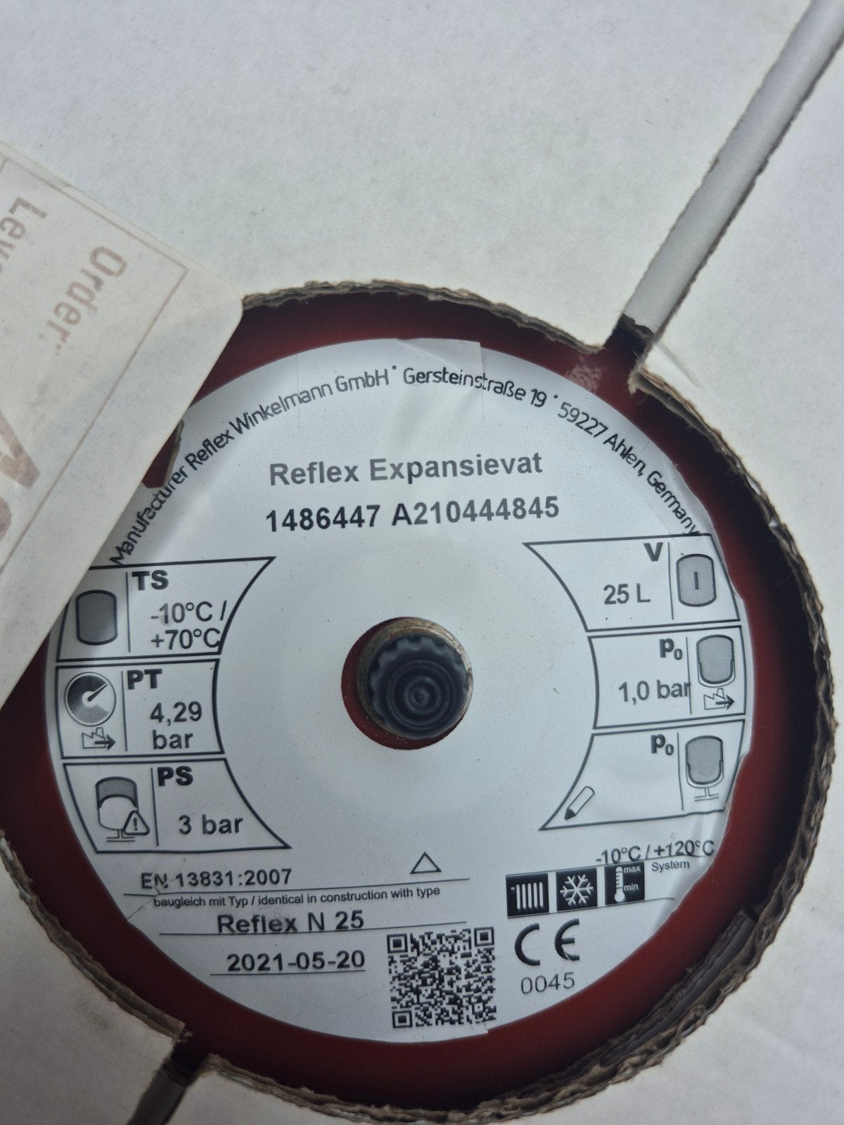 Reflex Expansievat N25, 30 tot 80 cm, Cv-ketel of Combi-ketel, Nieuw, Minder dan 60 cm