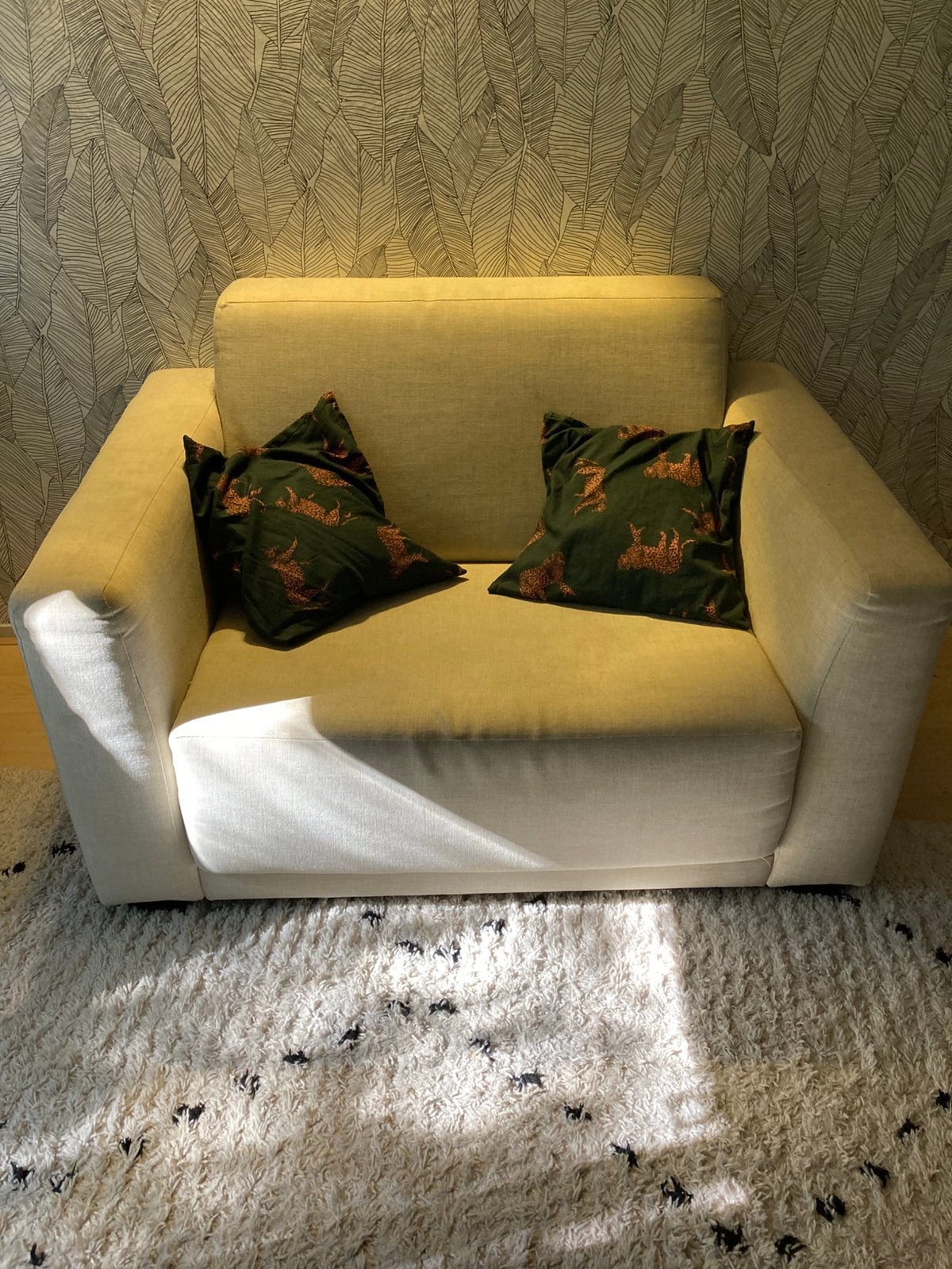 Beige Loveseat/ 1,5 persoonszitbank, Huis en Inrichting, Fauteuils, Ophalen, Gebruikt, 75 tot 100 cm, 125 cm of meer