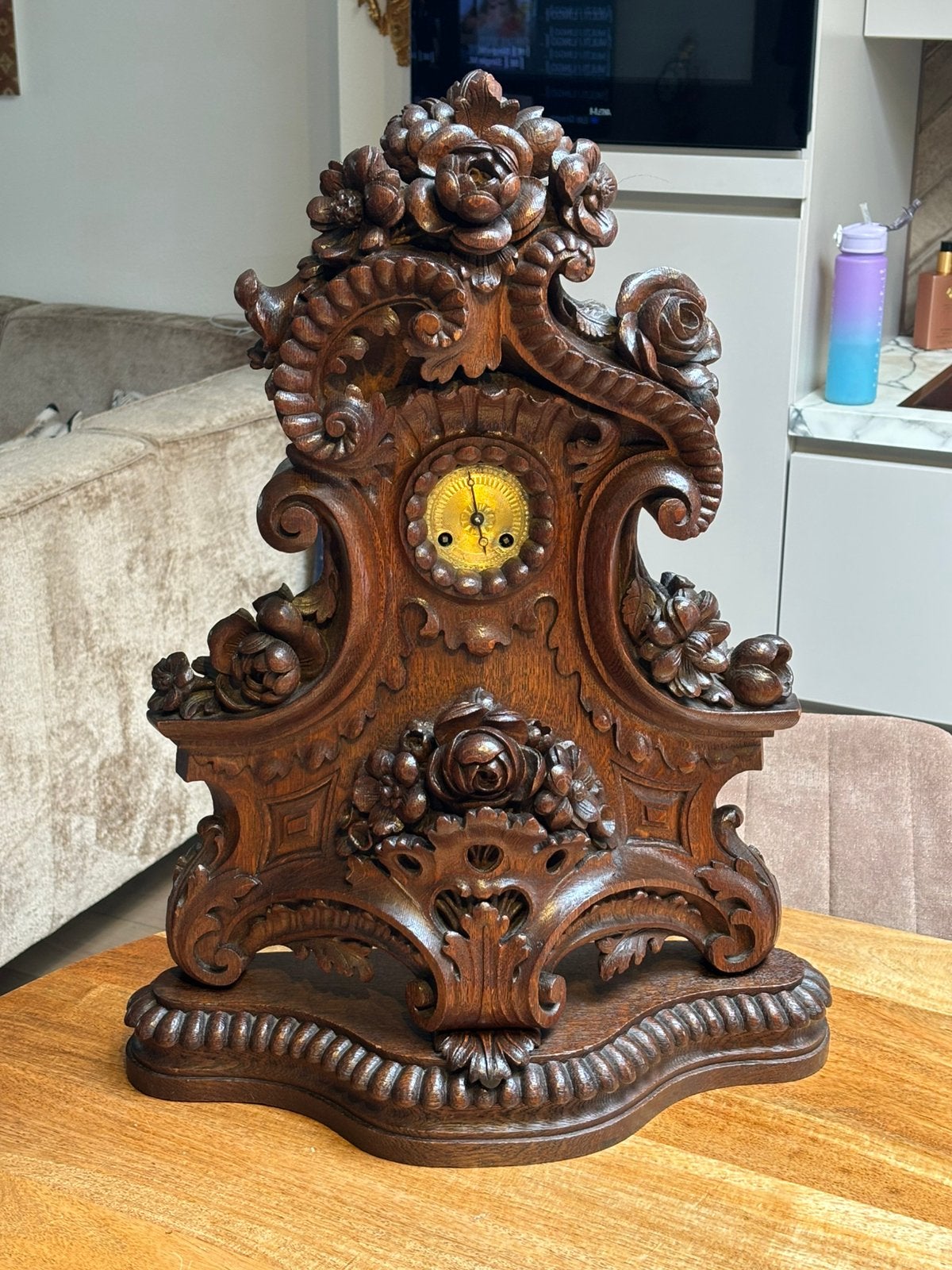 Grote snijwerk klok, Ophalen of Verzenden
