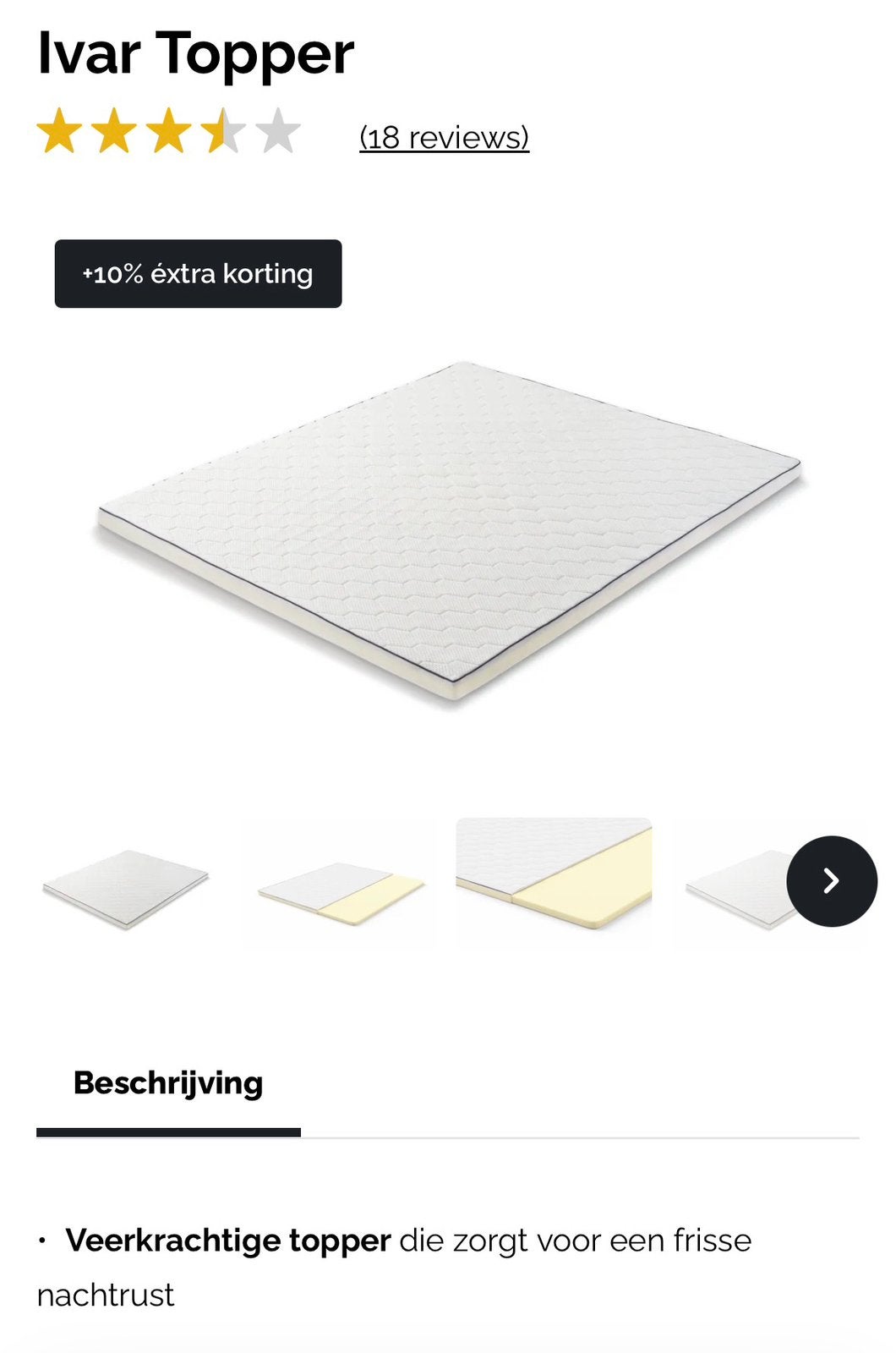 Swiss Sense Topper 180x210 (2 nachten gebruikt), Huis en Inrichting, Slaapkamer | Matrassen en Bedbodems, Ophalen, 210 cm, Matras