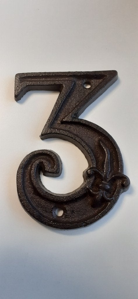 Gietijzeren huisnummer cijfer 3 (102), Ophalen of Verzenden, Nieuw