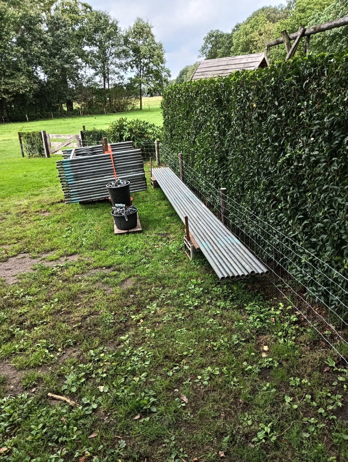 Gevelsteiger, metselsteiger met H-jukken, buizen en klemmen, Doe-het-zelf en Verbouw, Ophalen, Gebruikt