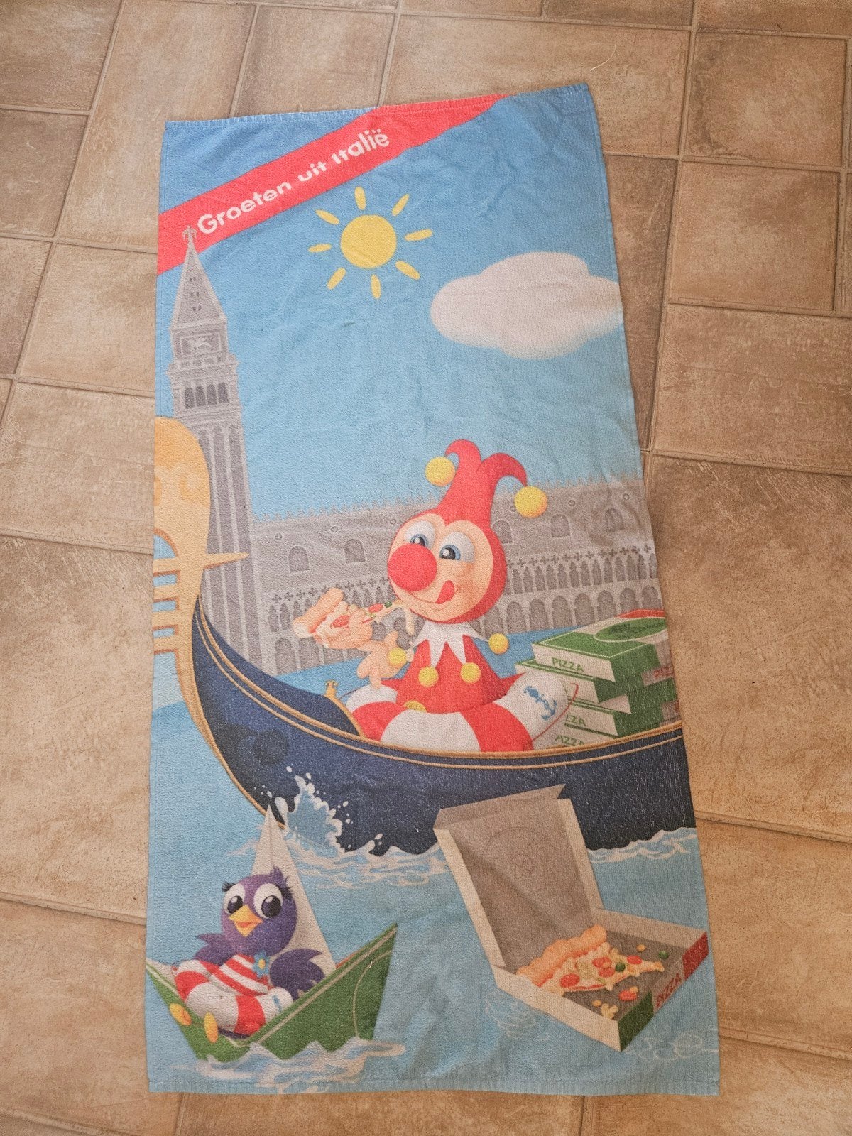 Efteling Jokie strandlaken 'Groeten uit Italië', Verzamelen, Ophalen of Verzenden, Gebruikt, Gebruiksvoorwerp