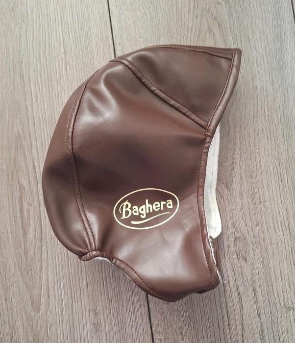 Baghera pilotenmuts vintage bruin kind loopauto accessoire, Overige maten, Ophalen of Verzenden, Zo goed als nieuw, Baghera