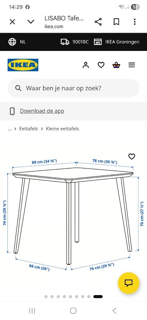 Eettafel, Huis en Inrichting, Tafels | Eettafels, Ophalen, 50 tot 100 cm, Tot twee personen, 50 tot 100 cm