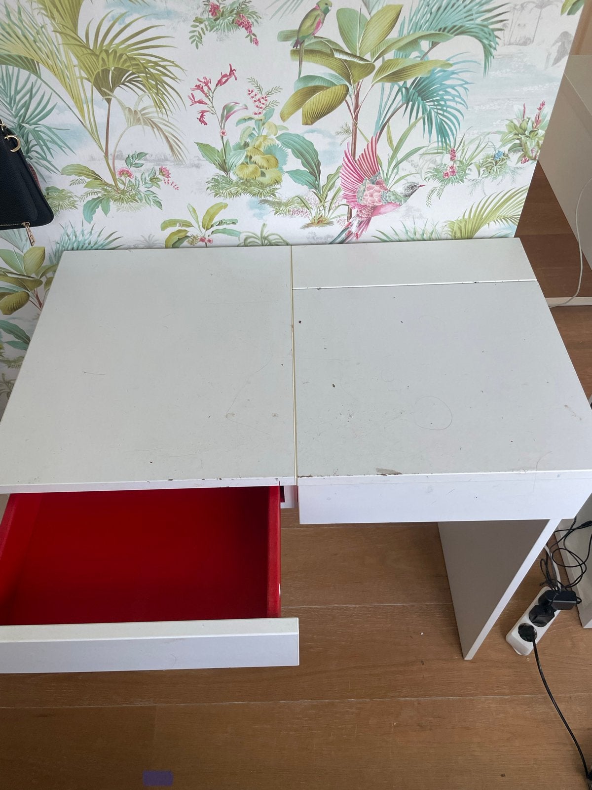 Witte kaptafel met spiegel en lade, Ophalen, Gebruikt, 50 tot 100 cm, Minder dan 100 cm