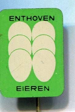 Enthoven eieren zwart/groen op blik speldje ( W_248), Verzamelen, Verzenden, Zo goed als nieuw, Merk, Speldje of Pin