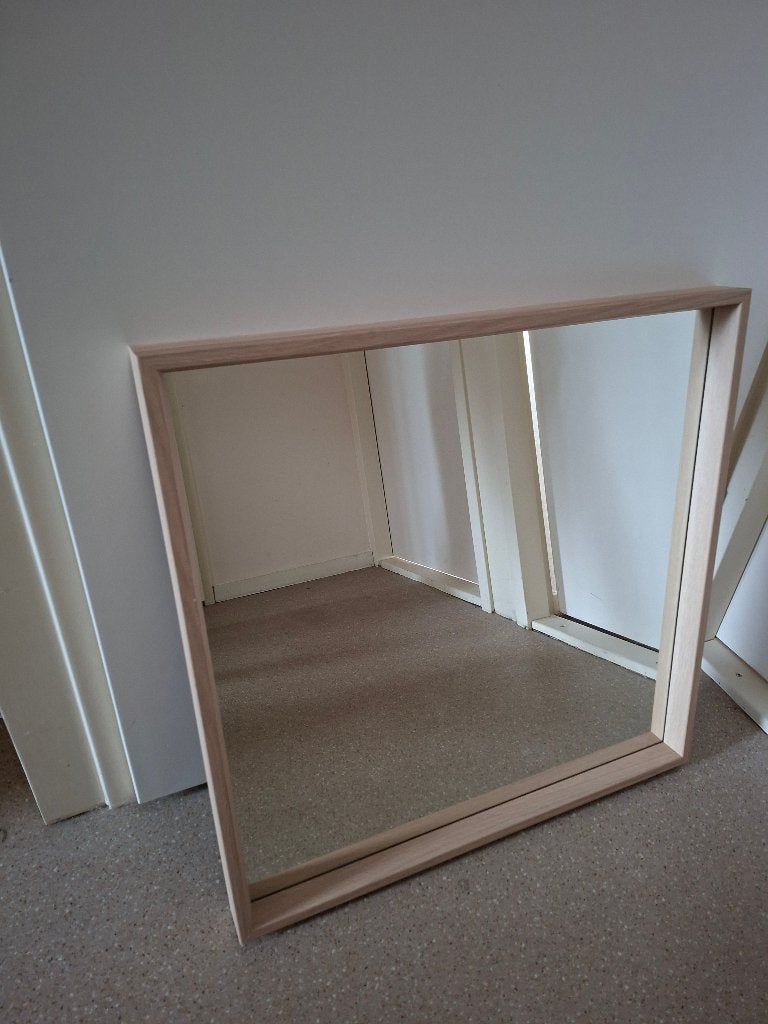 spiegel 65x65 m met eiken lijst, Ophalen, Vierkant, Zo goed als nieuw, Minder dan 100 cm