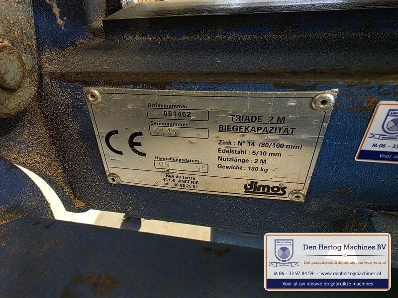 Dimos zetbank snijapparaat kraalmachine 2m verrijdbaar, Ophalen, Gebruikt