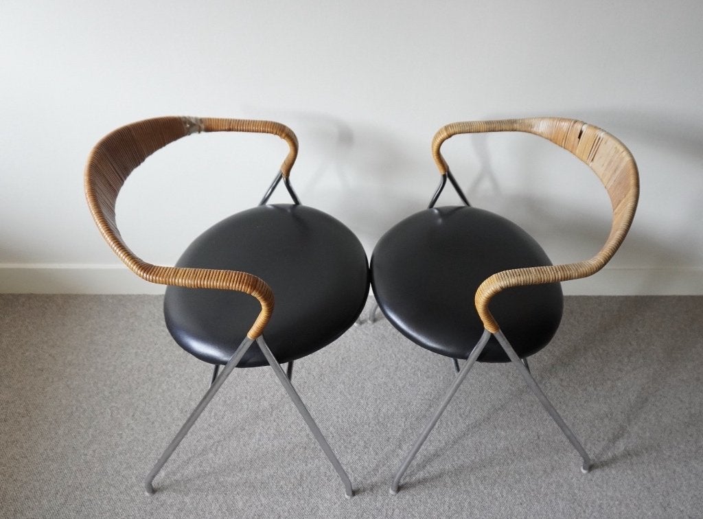 2 set van Saffa stoelen Hans Eichenberger Dietiker Swiss, Ophalen, Gebruikt, Twee, Bruin