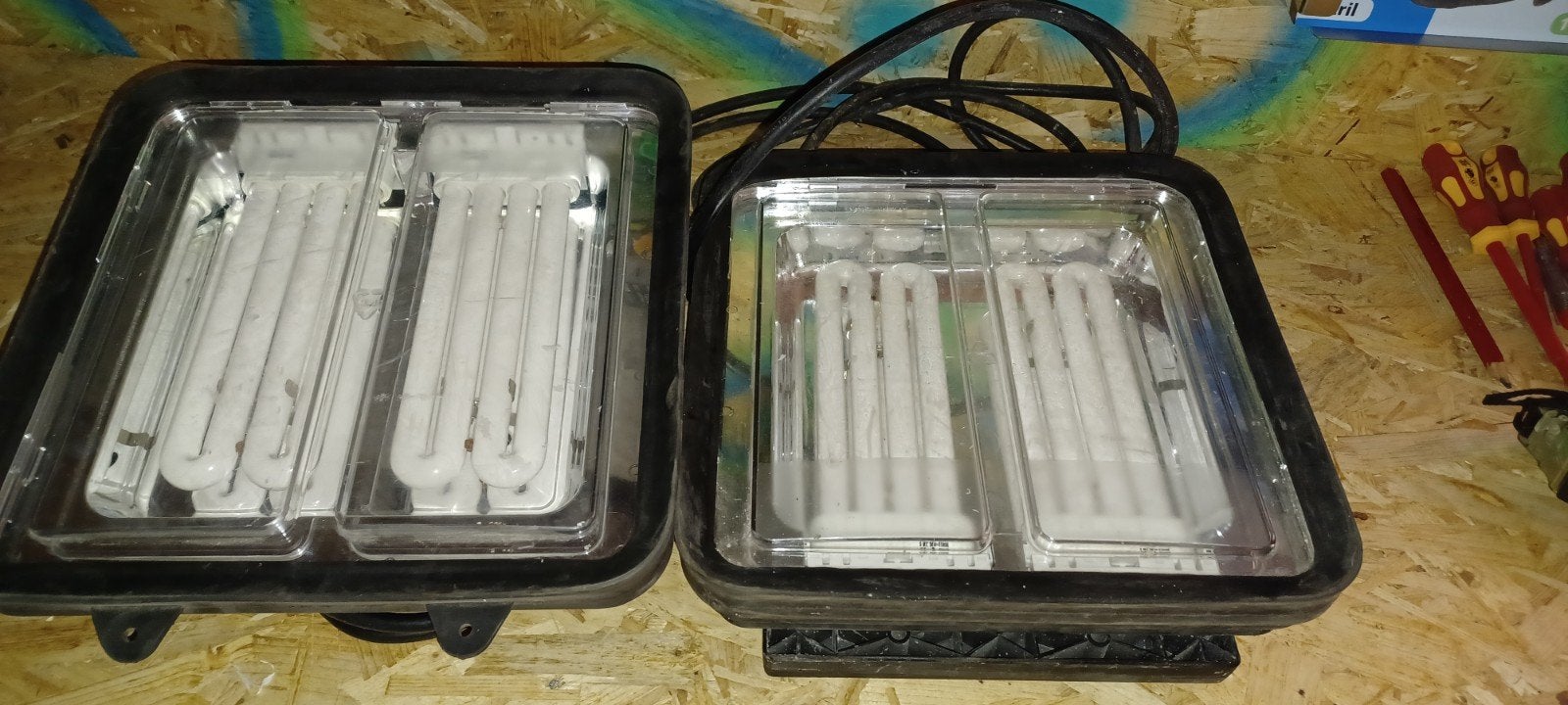 2 stuks Vetec PL72/V Bouwlamp 2x36W/230V IP54, Ophalen of Verzenden, Gebruikt