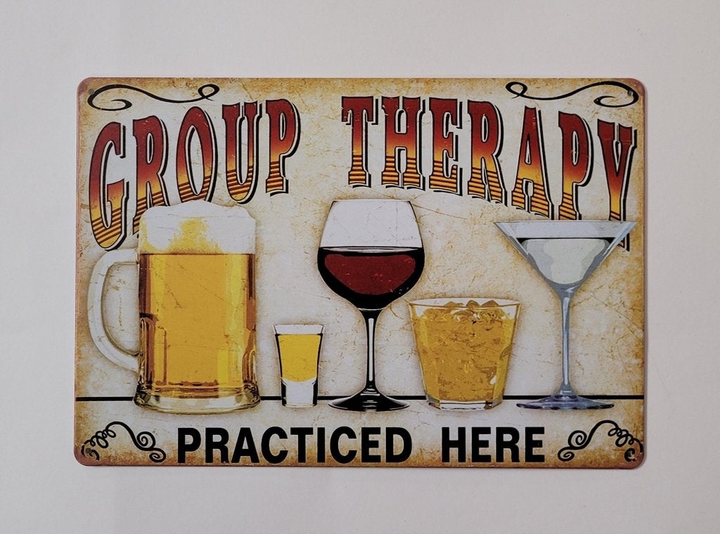 Group Therapy bier wijn drank reclamebord van metaal deco, Info@deconoord.nl, Deco Noord, Nieuw, Ophalen of Verzenden