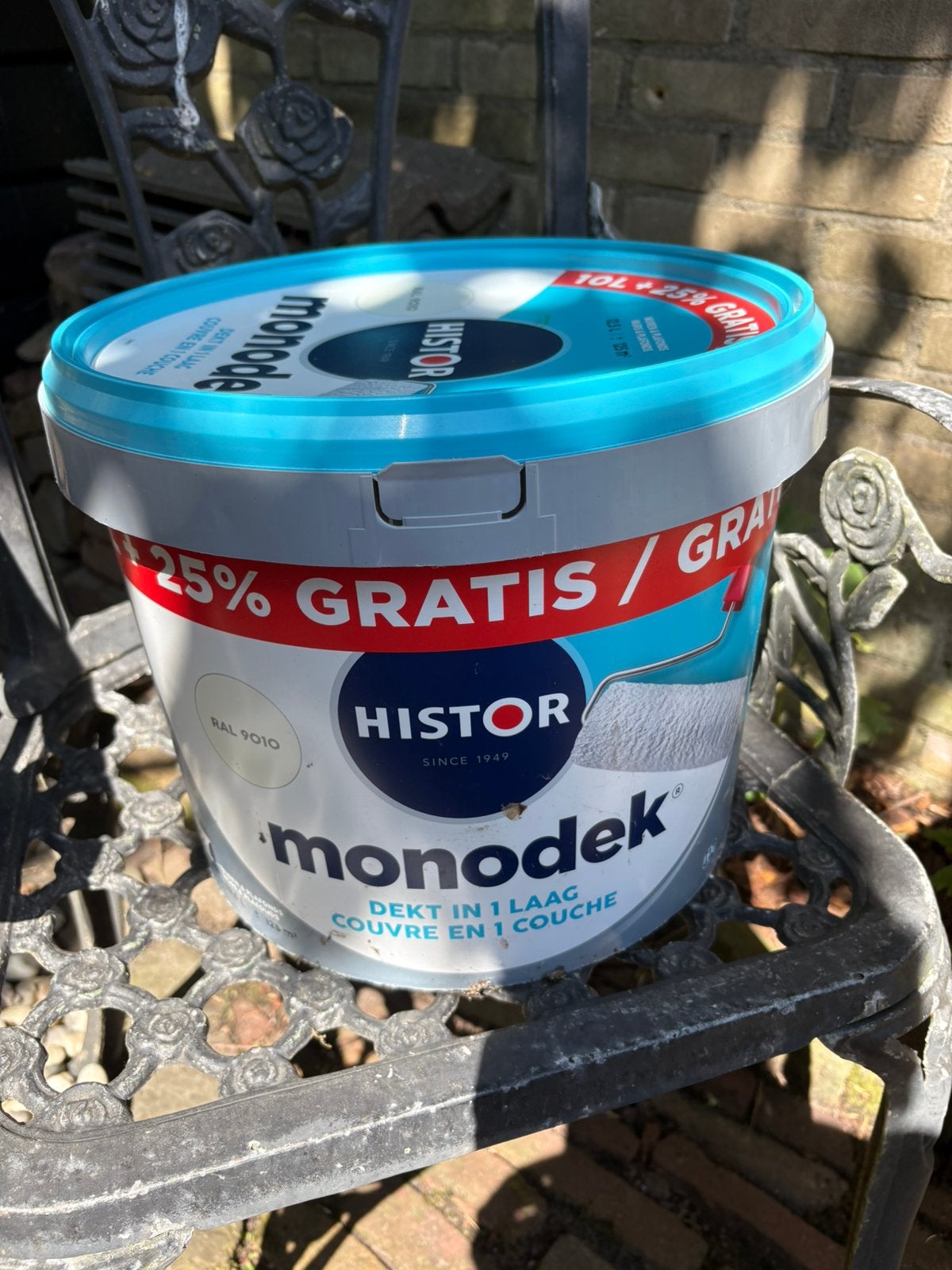 NIEUW - Histor monodek ral 9010 (12,5 liter), 10 tot 15 liter, Ophalen of Verzenden, Nieuw, Wit