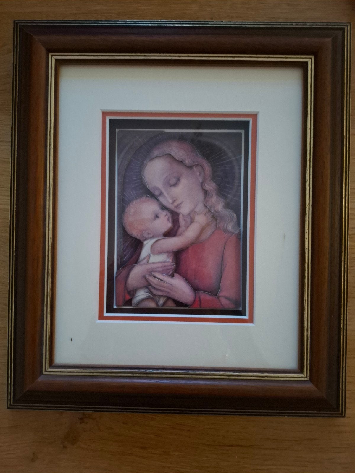 Prachtig schilderij Moeder en Kind 3d,  ingelijst, Ophalen of Verzenden