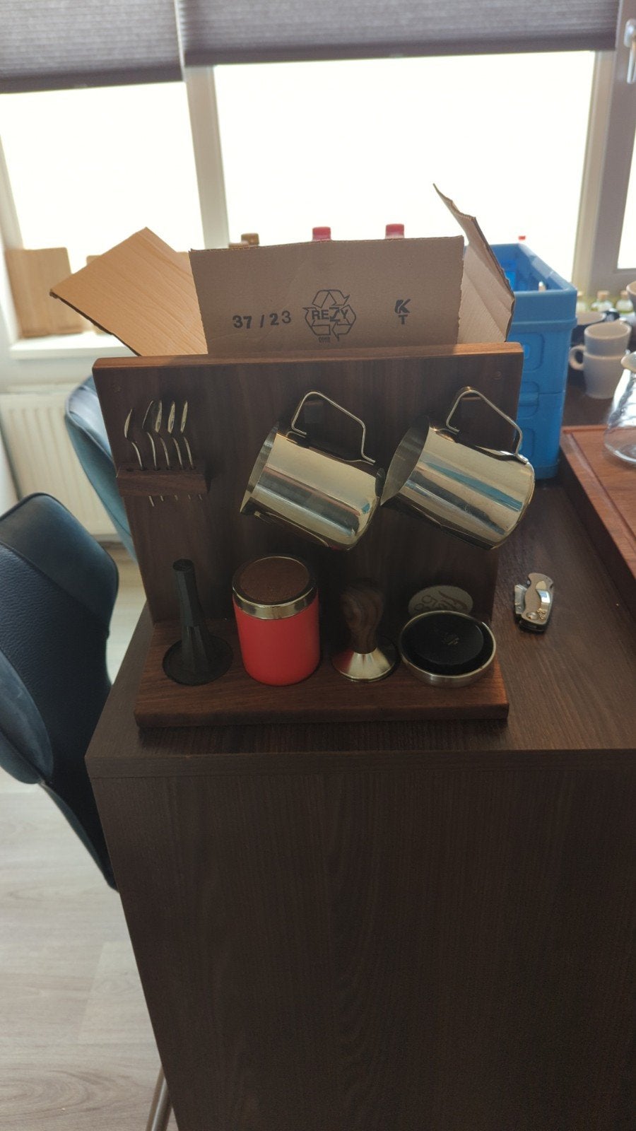 Houten Barista Tool Houder - Organiseer je Koffiehoek, Ophalen, Gebruikt