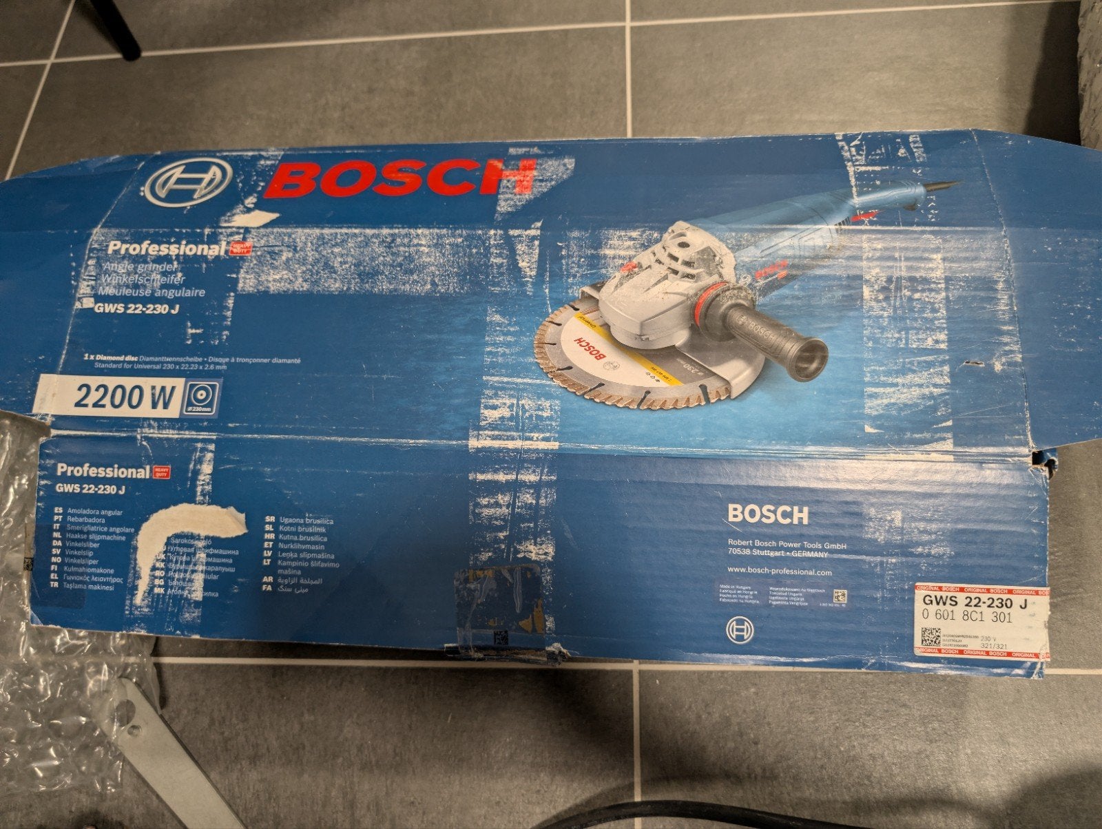 BOSCH Professional GWS 22-230 J + 3 slijpschijven, Ophalen of Verzenden, Zo goed als nieuw, 1000 watt of meer, Haakse handslijpmachine