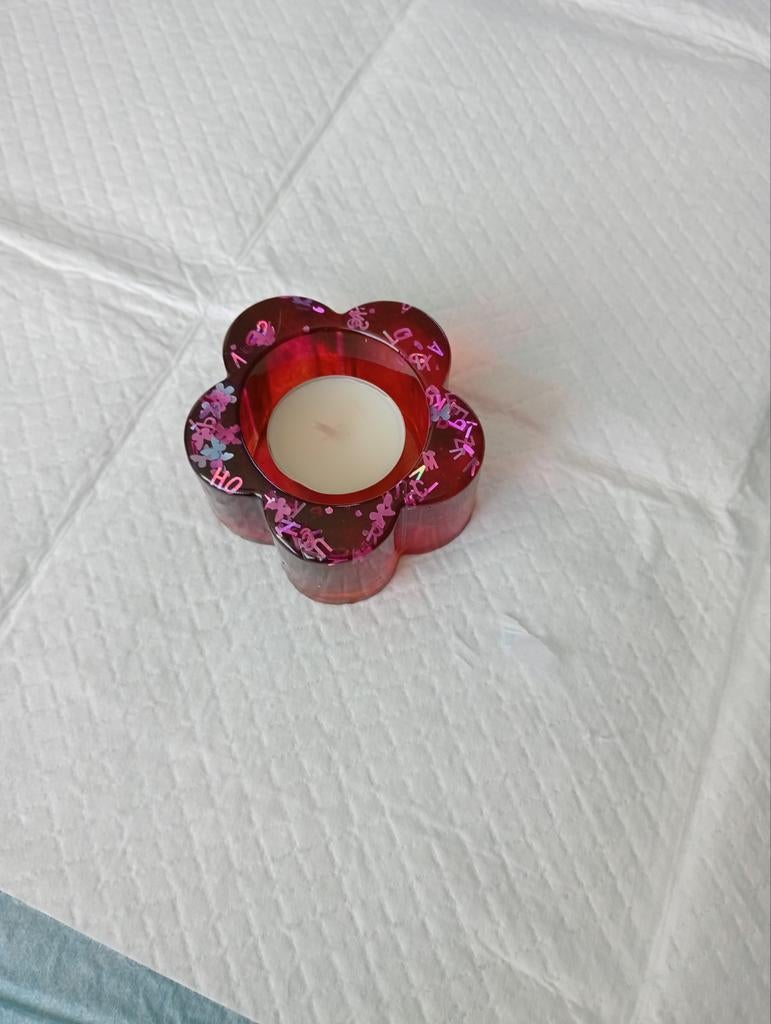 Waxinelichthouder van epoxy bloem, Ophalen of Verzenden, Overige materialen, Minder dan 25 cm