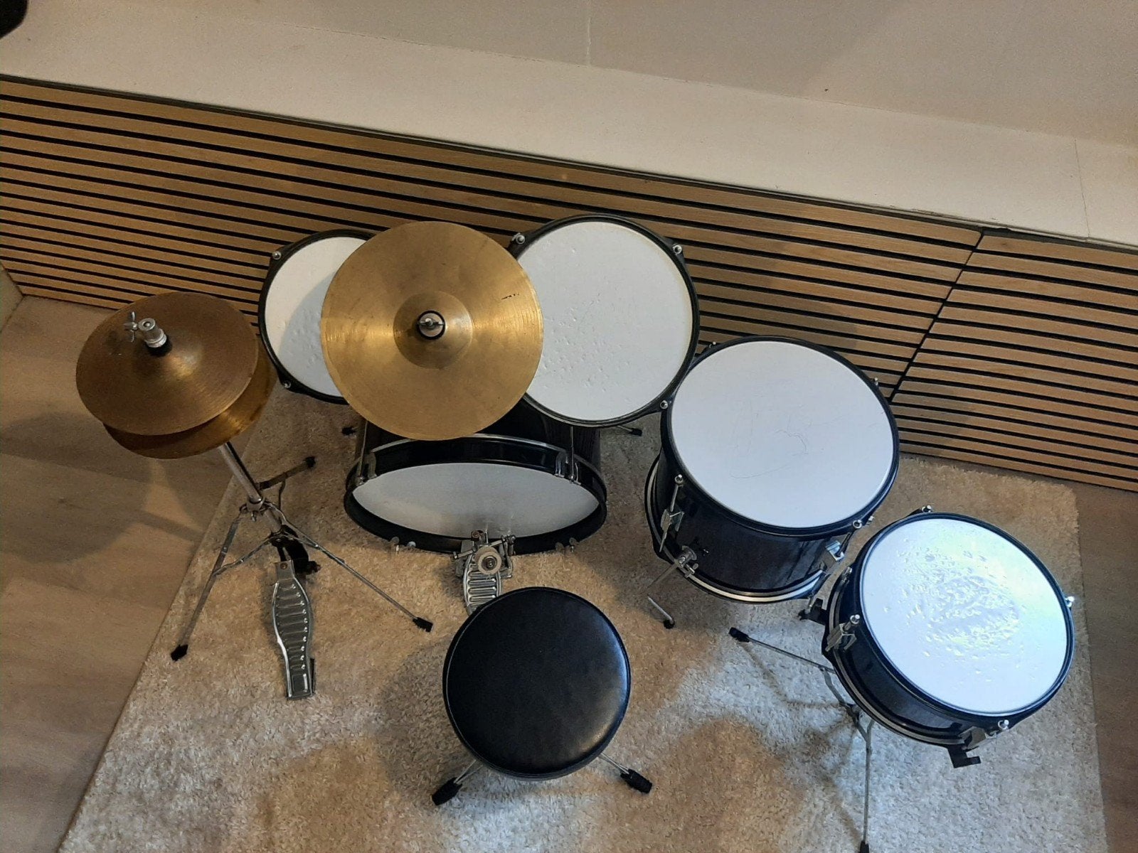 Compleet drumstel met bekkens en krukje, Muziek en Instrumenten, Ophalen of Verzenden, Gebruikt, Overige merken