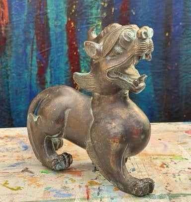 Chinees Bronzen Pixiu Beeld - Rijkdom & Geluk Mascott, Antiek en Kunst, Bruin, Handgemaakt, Ophalen of Verzenden, China