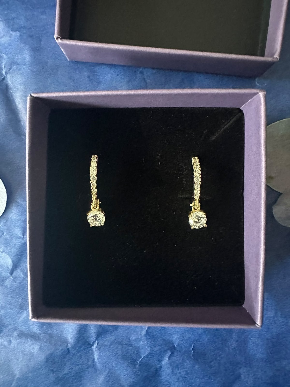 Lucardi Gold-Plated Silver Earrings with Zirconia New Unworn, Overige materialen, Hangers, Ophalen of Verzenden, Zo goed als nieuw
