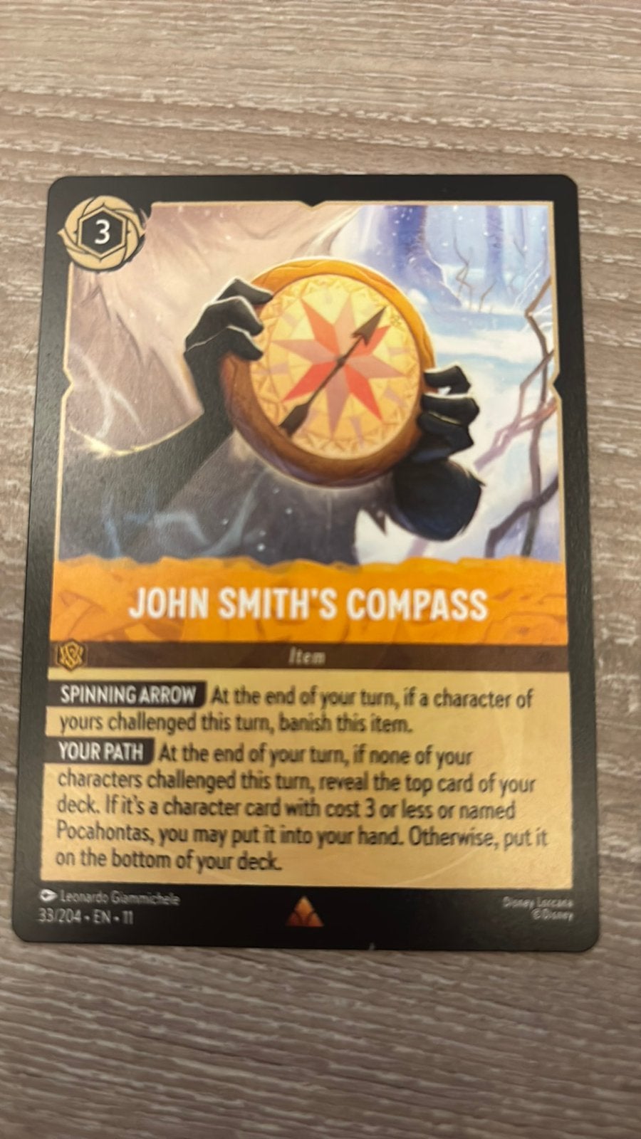 Disney Lorcana John Smith’s compass 33-204 11WSP nonfoil, Ophalen of Verzenden, Zo goed als nieuw, Losse kaart