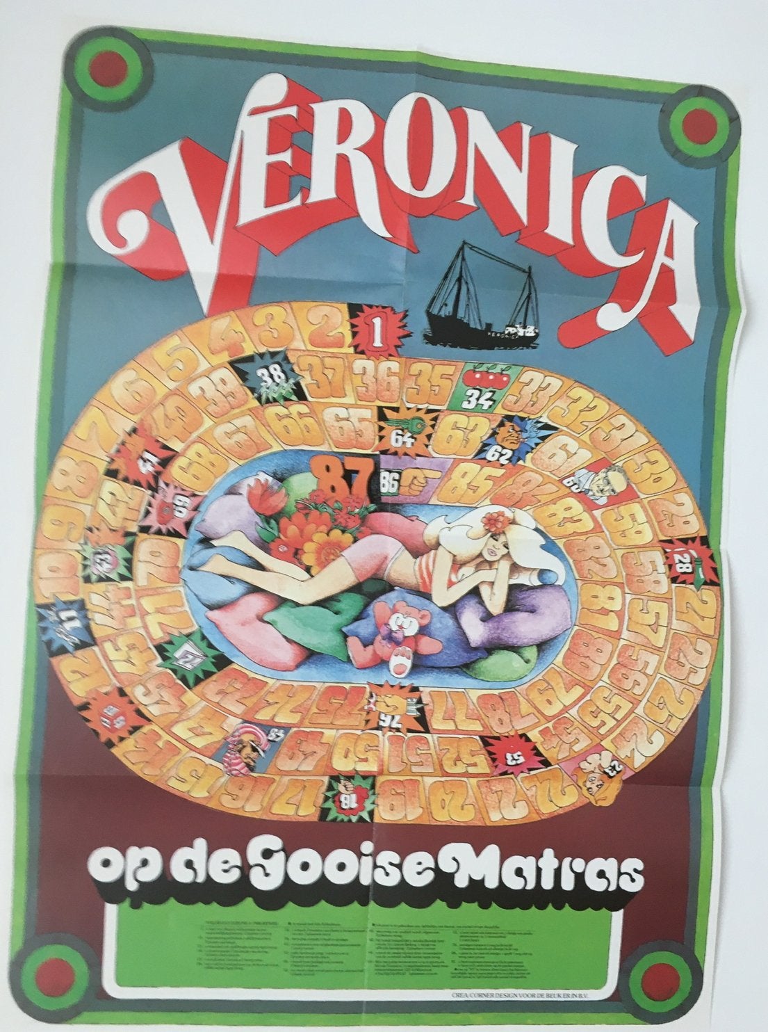 Radio Veronica- Op de Gooise matras - spel poster, Verzamelen, Posters, Ophalen of Verzenden, Zo goed als nieuw, A1 t/m A3