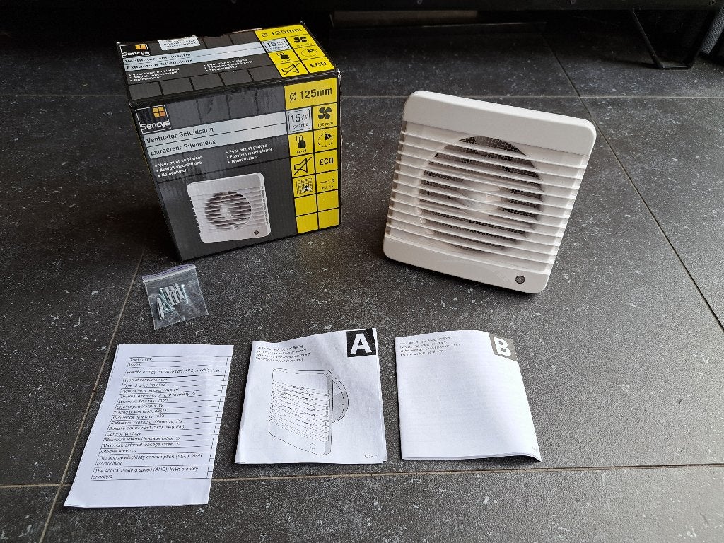 Sencys 5594714 Badkamer ventilator met timer Ø125mm, Ophalen of Verzenden, Nieuw, Ventilator