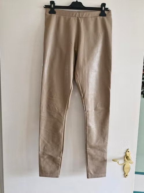 Bruine leren broek Maat 38 h, Maat 38/40 (M), Norfy, Bruin, Onbekend
