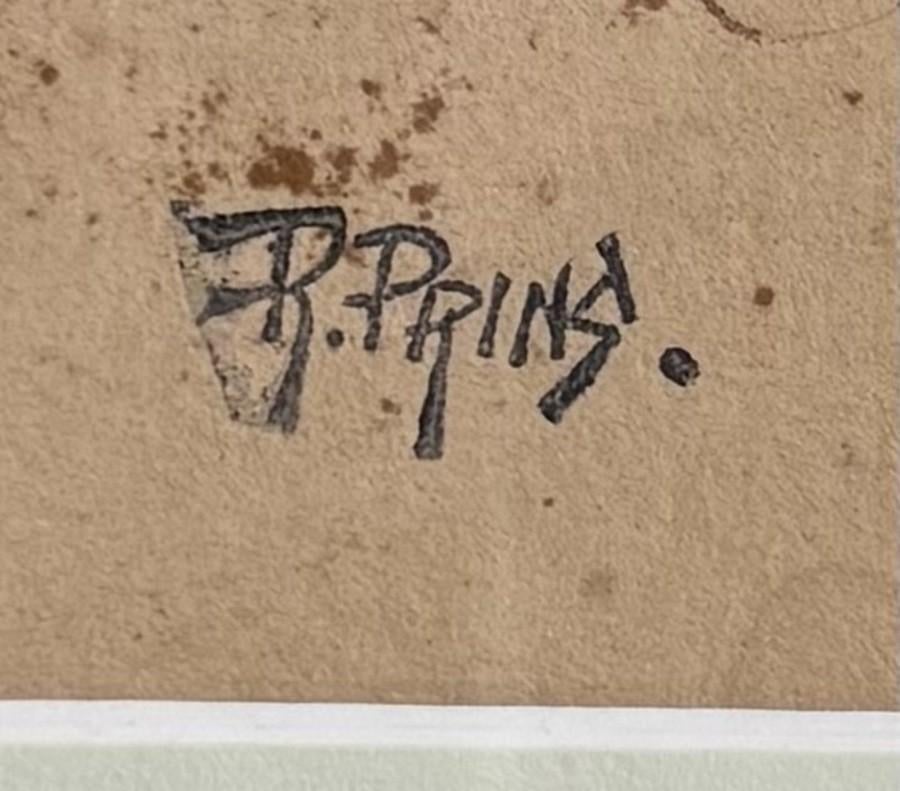 1484. Pentekening, Riekele Prins - Landschap, ca. 1935, Antiek en Kunst, Kunst | Schilderijen | Klassiek, Ophalen of Verzenden