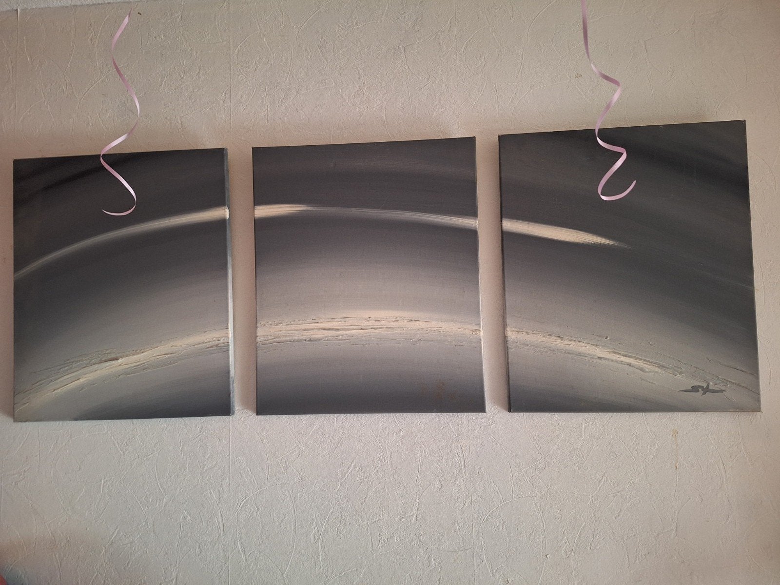 schilderij grijs met wit 60x50 cm, Ophalen, 50 – 75, Gebruikt, Schilderij
